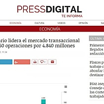 El sector inmobiliario lidera el mercado transaccional hasta marzo con 160 operaciones por 4.840 millones